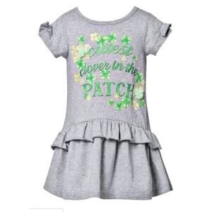 Truly‎ Me Girls Custest Clover in the Patch Ruffle Jersey Dress Size 5 Grey $44